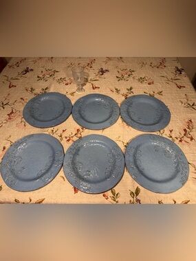 Nicole Miller Melamine Blue Floral Dinner Plates Set Of 6